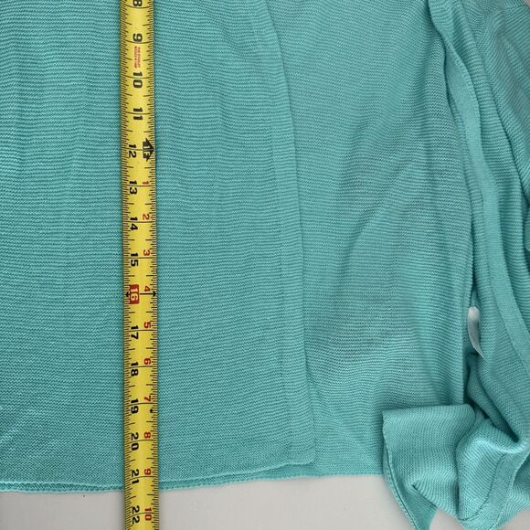 J Jill Cardigan Sweater Womens Size MP Blue Open Front Linen Blend Cropped New - Picture 8 of 9